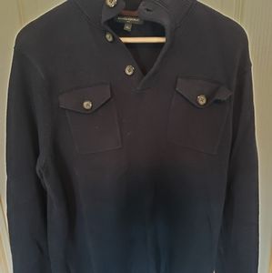 Mens Navy 3 Button Sweater
